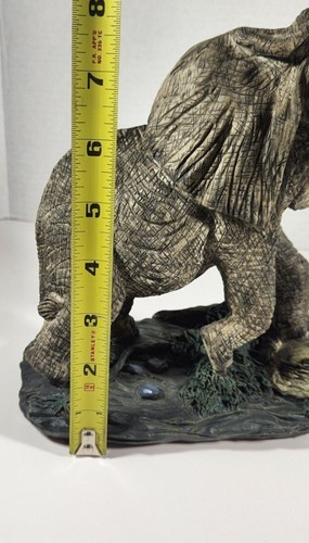 GRAY ELEPHANT WALKING FIGURE ON BASE TRUNK UP TUSKS - Picture 3 of 12