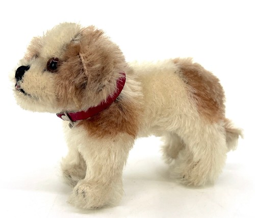Steiff Bernie St Bernard 1953 Dog 10cm 4in Mohair ID Button Collar Glass Eyes