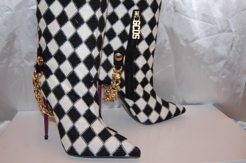 $1395 GCDS MADE ITALY❤️EU 40 US 9.5 Leather Wool OVER KNEE HIGH HEELS BOOTS - Picture 14 of 21