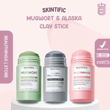 3 Item SKINTIFIC Mugwort, Alaska Volcano, Niacinamide Acne Clay Mask Stick @40g