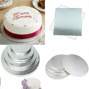 Thick Cake Card Base Boards Silver Round Square Drum Board