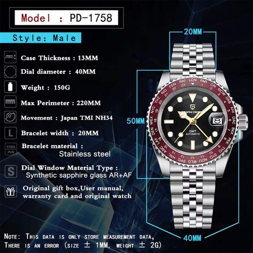 V4 40MM GMT NH34 Luxus Herren Uhren Top Mode Automatik Mechanische Uhren f - Bild 6 von 14