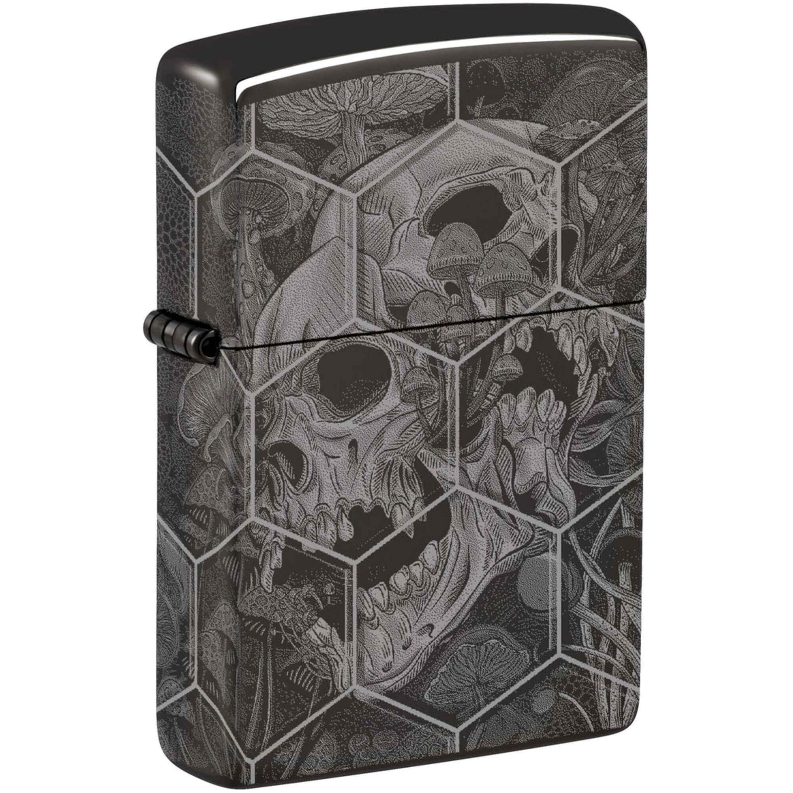 Ветрозащитная карманная зажигалка Zippo с дизайном Грибные черепа, Высококачественная полировка, Черный 46425
