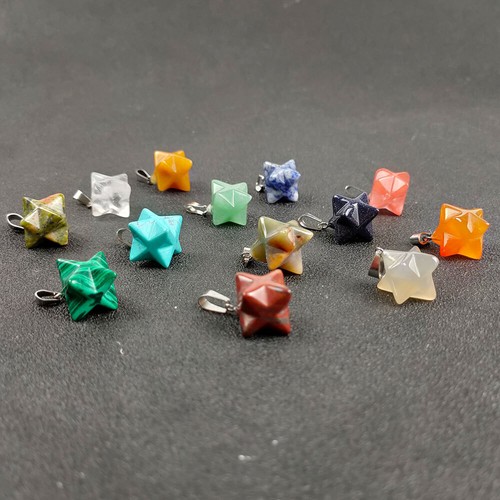Natürlicher 3D Stern Hexagramm Kristall Edelstein Anhänger Schmuck Pendel - Bild 7 von 24