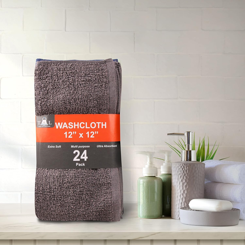 Towel and Linen Mart 100% Cotton - 24 Pack Wash Cloth Set - Flannel Face Cloths, - Picture 4 of 7