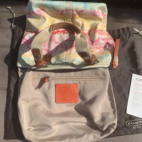 Coach Vintage Hampton Hawaiian Style Handbag Watercolor Scribble Hobo 11755 VTG - Picture 5 of 24