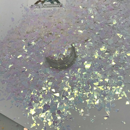 IRISIERENDE PERLWEISSE UNREGELMÄSSIGE GESCHREDDERTE GLITZER GLITZER MYLAR HARZ NAGEL - Bild 6 von 11
