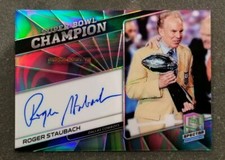 2019  Spectra Super Bowl Champion Signatures Neon Marble Roger Staubach Auto 1/4