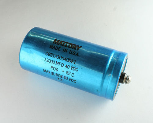 LOT OF FIVE MALLORY 13000uF 40V Large Can Electrolytic Capacitor CGS133U040DF1 - Bild 1 von 1