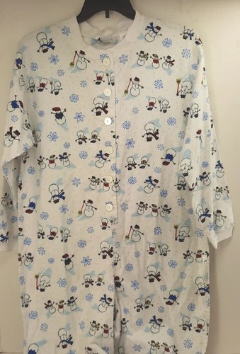 Personal Identity Intimates White/ Snowmen Print One Piece Pajama Suit. Size M - Picture 5 of 11