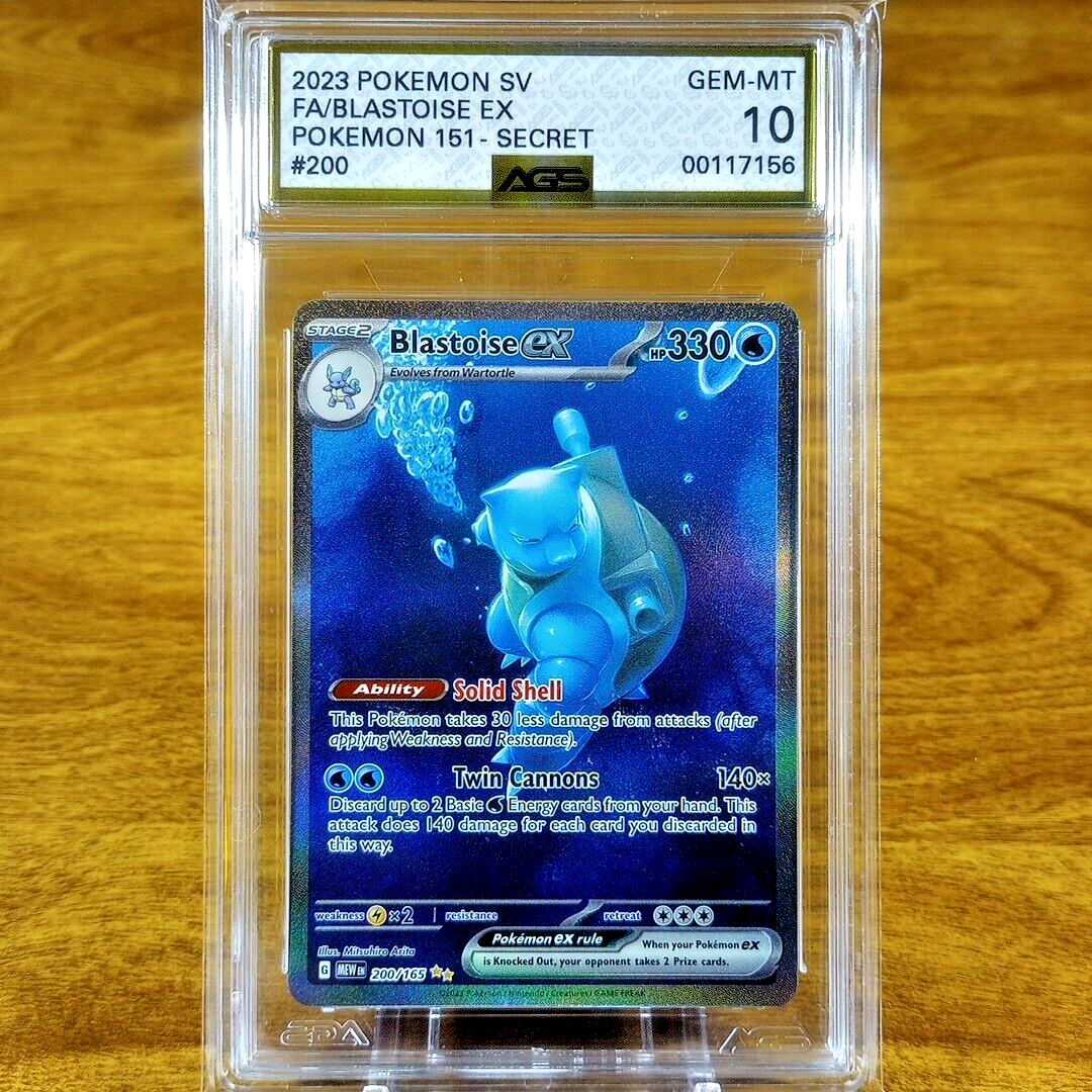 Pokemon SV 151 Secret Blastoise EX 200/165 AGS Gem-MT 10 FA