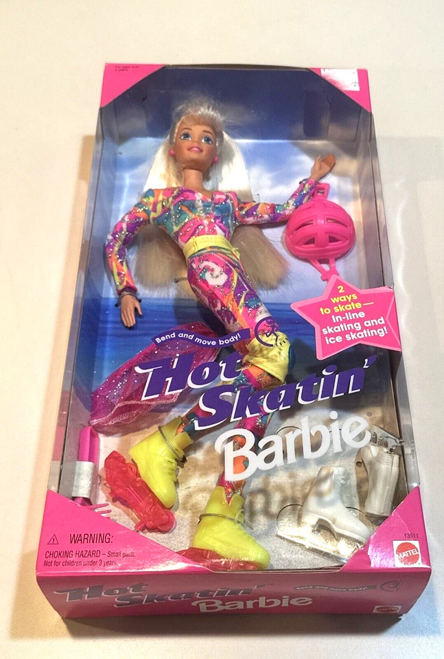 Barbie Hot Skatin’ Blonde Mattel 13511 De Colección 1994 Patinaje en línea y sobre hielo 💕🔵🟣🟡💕 Foto 3 de 4