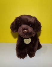 MIYONI TOTS CHOCOLATE LAB PLUSH PUPPY DOG AURORA 8" WITH NECK TAG BROWN TOY