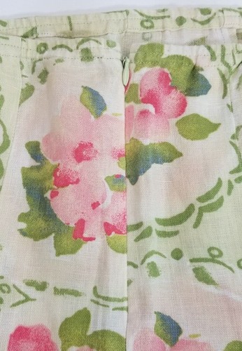 J JILL Wms S A-Line Floral Pleated Hem Linen Skirt Green Pink Beige - Picture 6 of 14