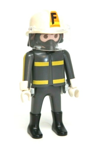 Playmobil Figure Fireman Firefighter Oxygen Tank Helmet Shield Face Mask