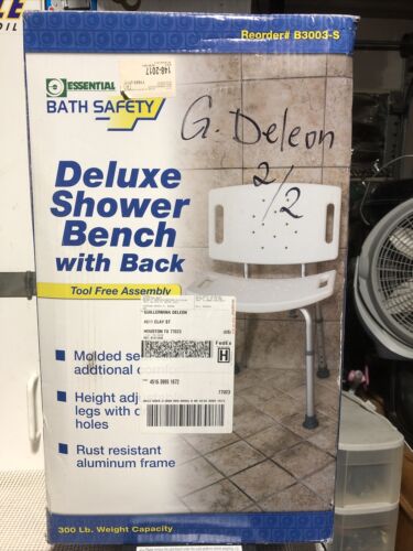 Essential Medical Supply Adjustable Tool Free Blow Molded Shower Bench with Back