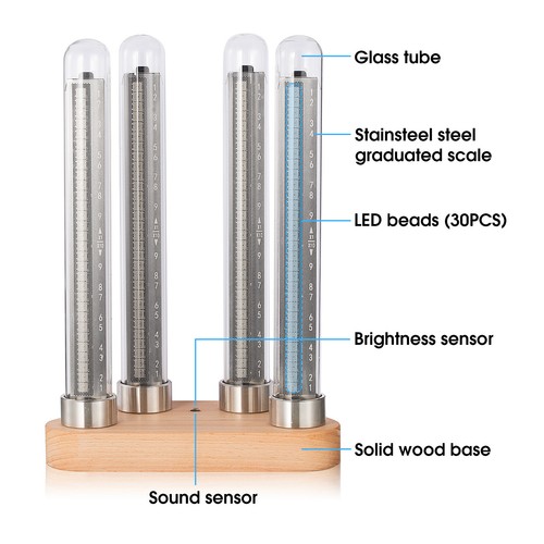 Indicador único de nivel de sonido tubo LED RGB reloj digital pantalla espectro de música - Imagen 5 de 11