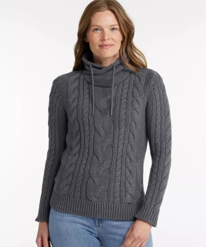 L.L. Bean Double L Mixed Zopfmuster Pullover Fischer Damen XL Lila Trichter