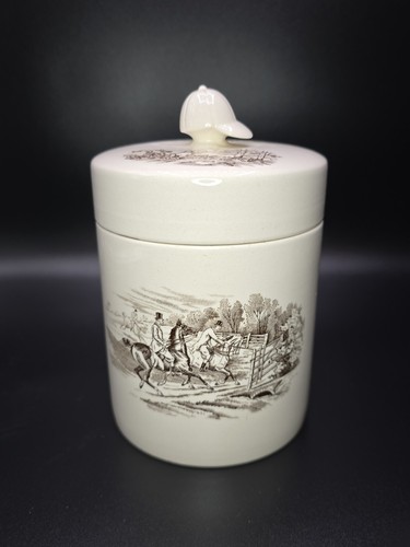 Copeland Spode Jagdszene Glas "Full Cry" Teekanister mit Helmdeckel Knopf RAR - Bild 1 von 24