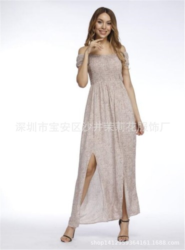 Sexy Vestido Largo Primavera/Verano Para Mujer Estampado Pecho Envolvente Cuello Ranurado Dividido - Imagen 38 de 51