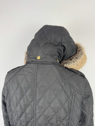 BARBOUR International Black Solid Hooded ENDURO Quilted Women's Jacket - Picture 18 of 24