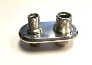 Firewall-Bulkhead-AC-Heater-Fitting-Polished-Aluminum-Billet-2-Port-Inline
