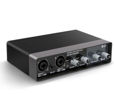 Teyun Audio Interface For Professional Recording Audio 48v 2 Channel Q22