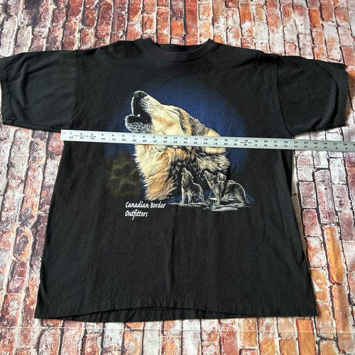 VINTAGE Canadian Border Outfitter Howling Wolves Single Stitch T-Shirt Size XL - Bild 9 von 10