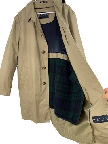Ralph Lauren Mens Beige Coat Zip-Out Plaid Liner Size L EUC Button RQ10249 - Picture 2 of 10