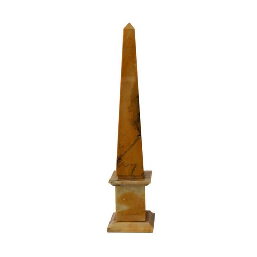 Classic Obelisk In Yellow Siena Marble Table Sculpture H 25CM - Picture 4 of 4