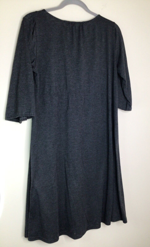 Simply Vera Vera Wang Women's Medium Grey Round Neck 3/4 Sleeve Dress - Picture 12 of 13