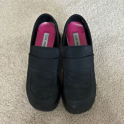 Vintage Y2K Steve Madden Loafers 7 Sugar Black 2000's Chunky