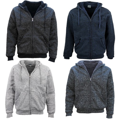 Men's Thick Zip Up Hooded Hoodie w Winter Sherpa Fur Jumper Coat Jacket Sweater - 第 1/8 張圖片