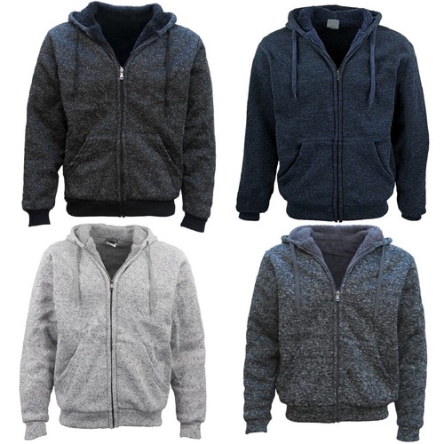 Men's Thick Zip Up Hooded Hoodie w Winter Sherpa Fur Jumper Coat Jacket Sweater - Photo 1/8