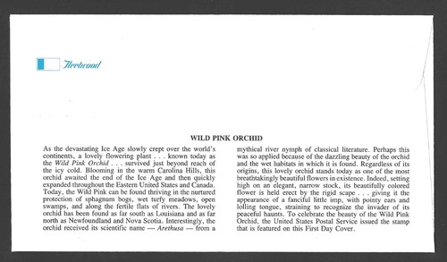 1984 US Postage - SCOTT 2076 - 20 CENT - WILD PINK ORCHID - FDC Fleetwood - ABKP - Picture 2 of 2