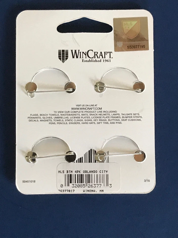 Orlando City SC WinCraft 3" x 10" corte perfecto calcomanía y conjunto de 4 prendedores lote MLS fútbol Foto 3 de 4