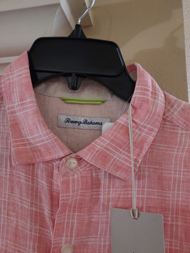 Men Tommy Bahama Coral Large 100% Linen Long Sleeve Shirt Stripe pocket-New! - Picture 2 of 2