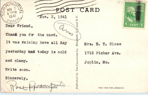 1940er CT Postkarte Highland Lake Winsted Connecticut Conn Torrington Poststempel - Bild 2 von 2