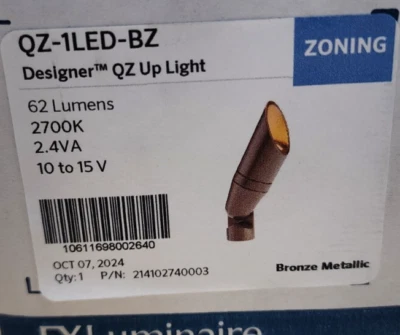 FX Luminaire QZ-1LED-BZ Designer QZ Up Light Bronze Metallic Finish QZ1LEDBZ