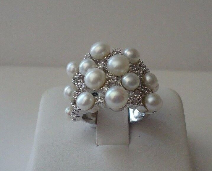 argentoo Sterling 925 Perla Anello Anello Anello W 1 Ct Laboratrio Diamanti & Bianche Sz 5 - d12ce6 argentoo Sterling 925 Perla Anello Anello Anello W 1 Ct Laboratrio Diamanti & Bianche Sz 5 - d12ce6