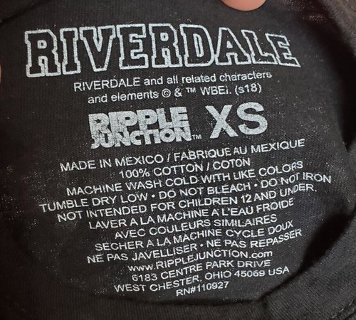 Riverdale Ripple Junction South Side Serpents Black Short Sleeve Graphic Tee XS - Picture 5 of 5