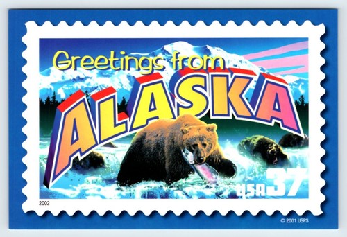 Grüße aus Alaska große Briefe unbesendet 4x6 Postkarte USPS SBP23 - Bild 1 von 2