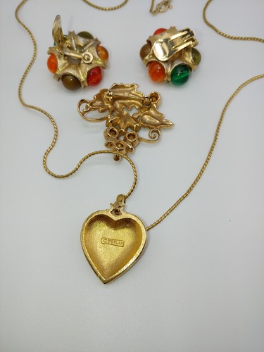 D'orlan Necklace HEART Kramer NY Clip Fall Earrings Unsigned Brooch Vintage Lot - Picture 9 of 10