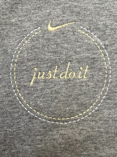 VTG Nike Gold Swoosh "Just Do It" Logo Gray T-Shirt sz Medium Unisex USA NWOT - Picture 3 of 6