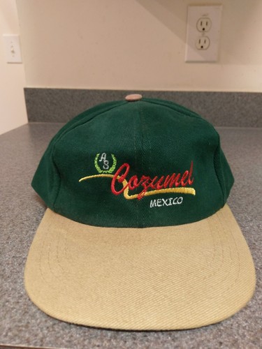 VINTAGE Cozumel Island Mexico Vacation Beach Snapback Hat VTG Green Cap - Picture 2 of 8