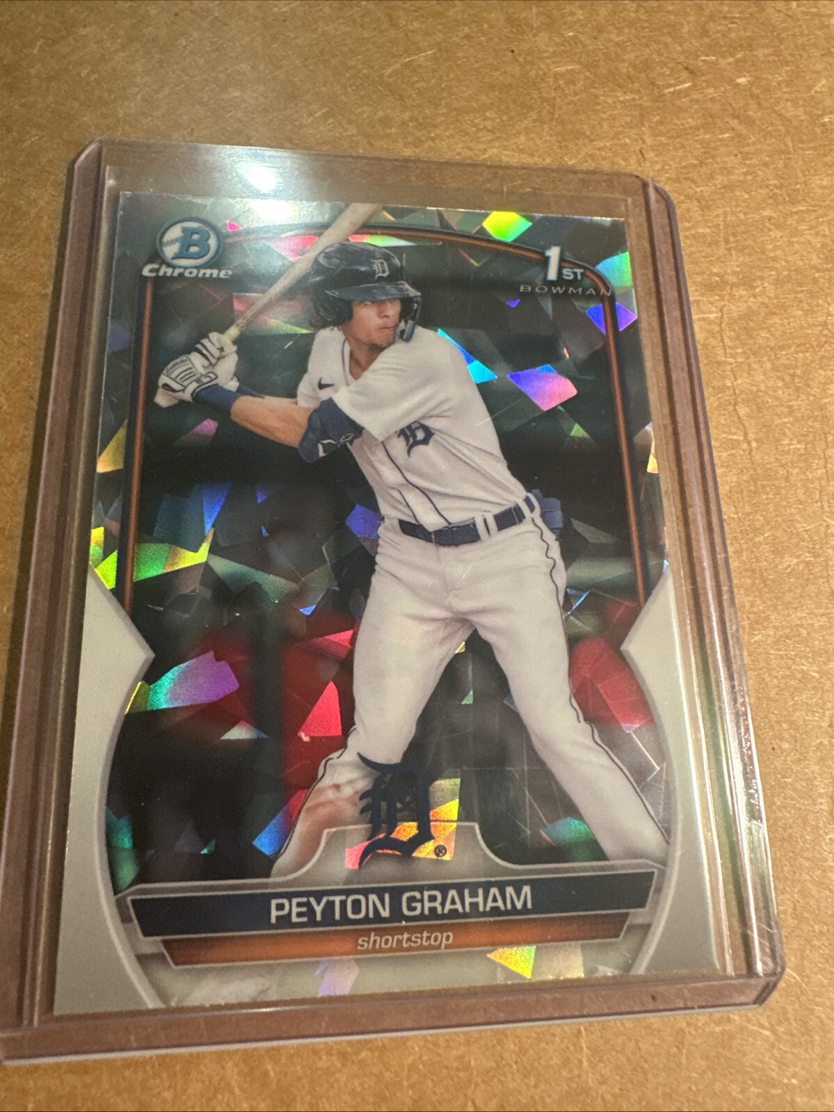 2023 1st Bowman Chrome Prospects Atomic Refractor Peyton Graham BCP-57 Tigers RC