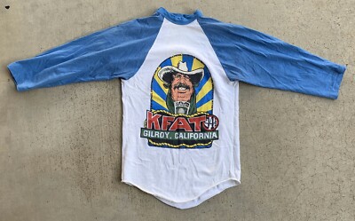 Vintage KFAT FM 94 1/2 Gilory California Raglan Tee T Shirt S USA 
