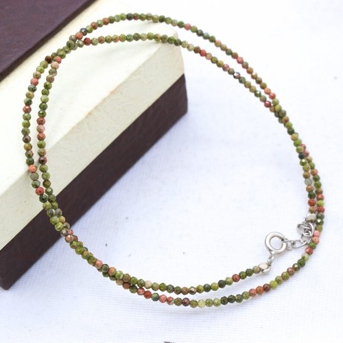 Collar de cuentas redondas micro facetadas de piedras preciosas verdes A++ de 2-3 mm para mujer 18" - Imagen 5 de 16