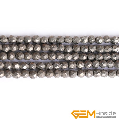 2-12mm Natural Gemstone Round Faceted Pyrite Loose Beads Jewelry Making 15" DIY - Picture 18 of 43