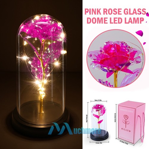 Crystal Galaxy Rose/Rote Rose in der Glaskuppel 20 LED Lichter für Freundin Mama - Bild 35 von 91